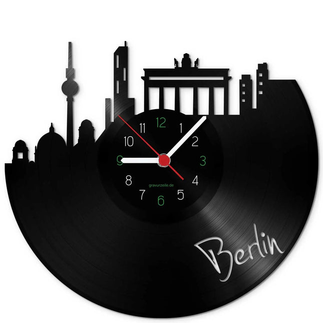 SEO. Wanduhr aus Vinyl Skyline Berlin - Linkreich