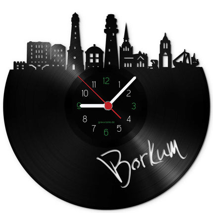 SEO. Wanduhr aus Vinyl Skyline Borkum - Linkreich