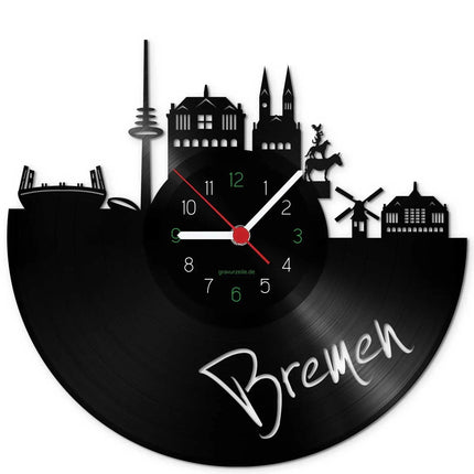SEO. Wanduhr aus Vinyl Skyline Bremen - Linkreich