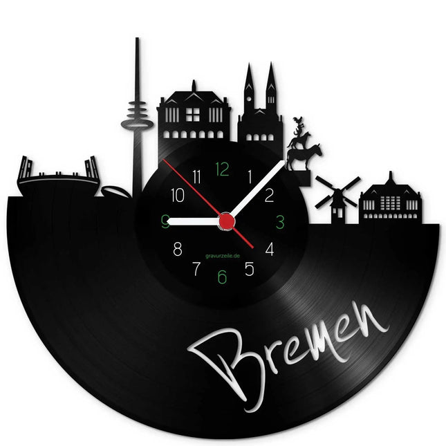 SEO. Wanduhr aus Vinyl Skyline Bremen - Linkreich