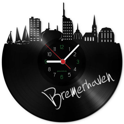 SEO. Wanduhr aus Vinyl Skyline Bremerhaven - Linkreich