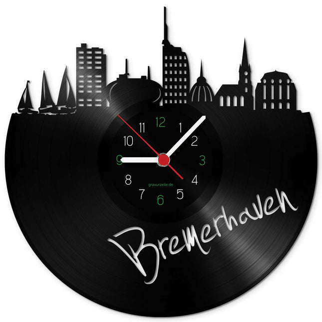 SEO. Wanduhr aus Vinyl Skyline Bremerhaven - Linkreich