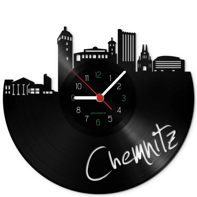 SEO. Wanduhr aus Vinyl Skyline Chemnitz - Linkreich