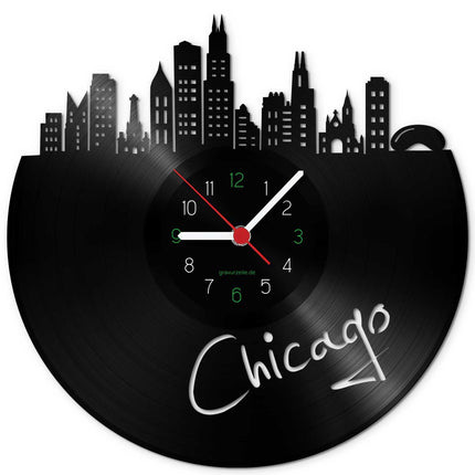 SEO. Wanduhr aus Vinyl Skyline Chicago - Linkreich