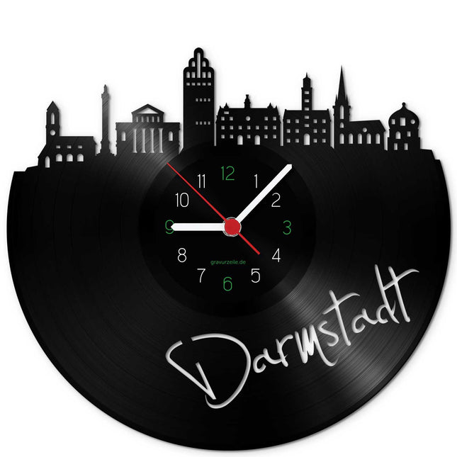 SEO. Wanduhr aus Vinyl Skyline Darmstadt - Linkreich