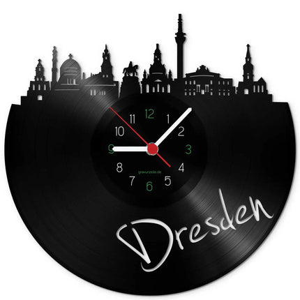 SEO. Wanduhr aus Vinyl Skyline Dresden - Linkreich