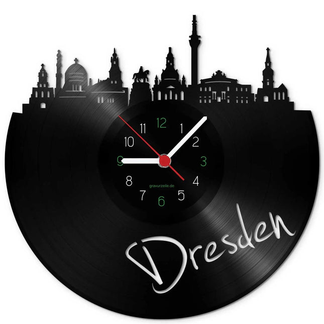 SEO. Wanduhr aus Vinyl Skyline Dresden - Linkreich