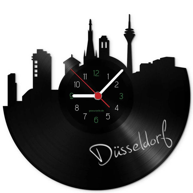 SEO. Wanduhr aus Vinyl Skyline Düsseldorf - Linkreich