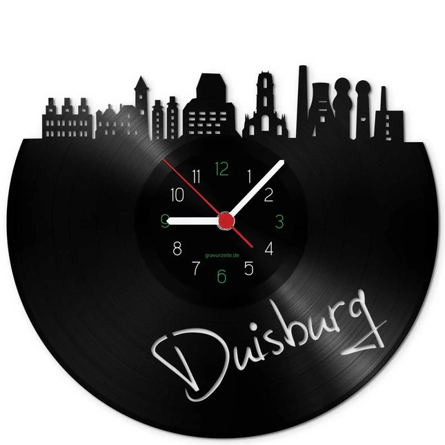 SEO. Wanduhr aus Vinyl Skyline Duisburg - Linkreich