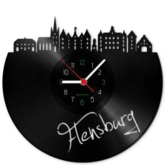SEO. Wanduhr aus Vinyl Skyline Flensburg - Linkreich