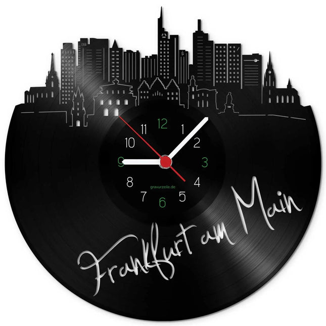 SEO. Wanduhr aus Vinyl Skyline Frankfurt - Linkreich