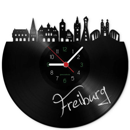 SEO. Wanduhr aus Vinyl Skyline Freiburg - Linkreich
