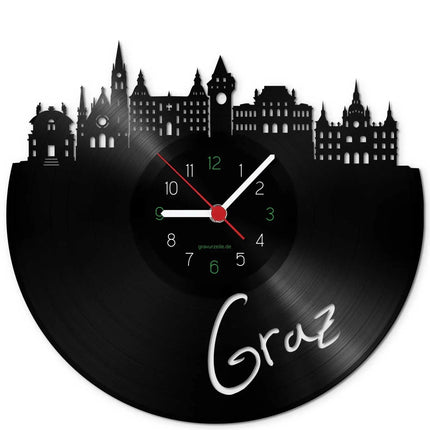 SEO. Wanduhr aus Vinyl Skyline Graz - Linkreich