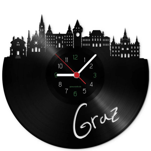 SEO. Wanduhr aus Vinyl Skyline Graz - Linkreich
