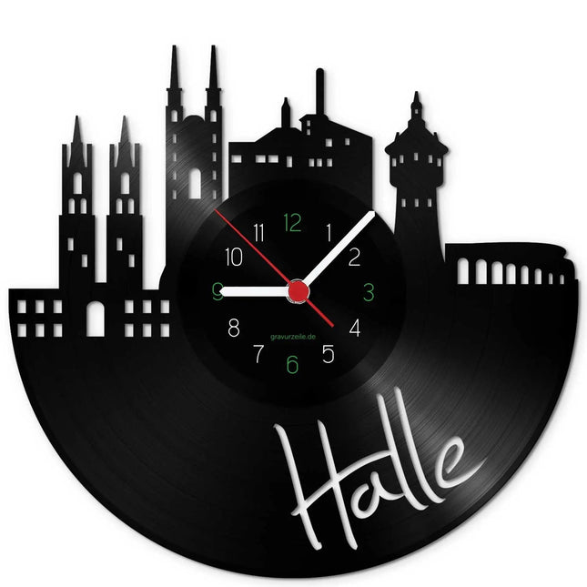 SEO. Wanduhr aus Vinyl Skyline Halle an der Saale - Linkreich