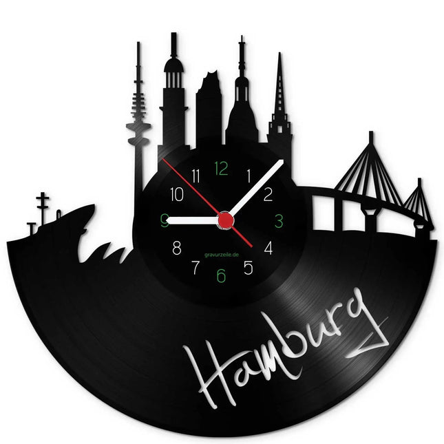 SEO. Wanduhr aus Vinyl Skyline Hamburg 2016 - Linkreich