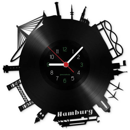SEO. Wanduhr aus Vinyl Skyline Hamburg 2017 - Linkreich