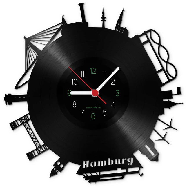 SEO. Wanduhr aus Vinyl Skyline Hamburg 2017 - Linkreich