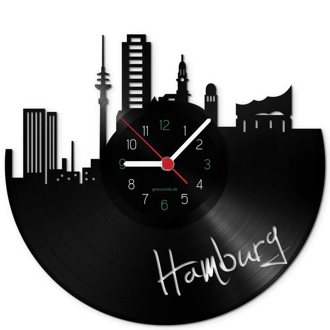 SEO. Wanduhr aus Vinyl Skyline Hamburg - Linkreich