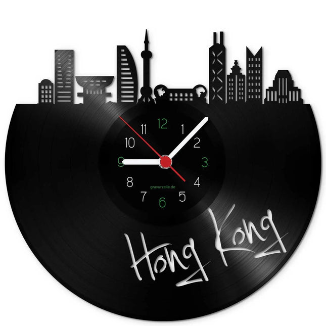 SEO. Wanduhr aus Vinyl Skyline Hong Kong - Linkreich