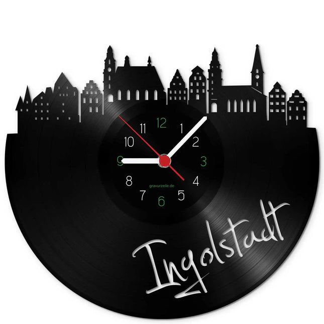 SEO. Wanduhr aus Vinyl Skyline Ingolstadt - Linkreich