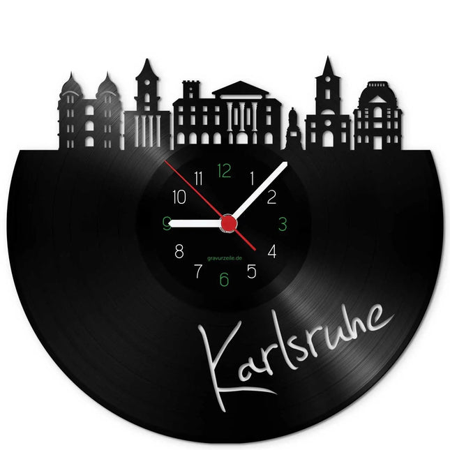 SEO. Wanduhr aus Vinyl Skyline Karlsruhe - Linkreich