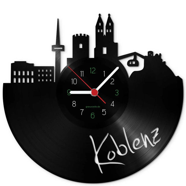 SEO. Wanduhr aus Vinyl Skyline Koblenz - Linkreich