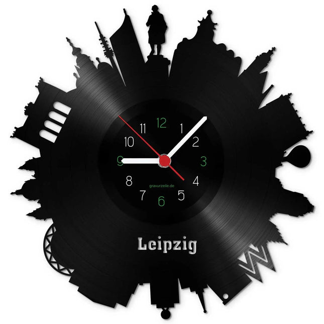 SEO. Wanduhr aus Vinyl Skyline Leipzig 2017 - Linkreich