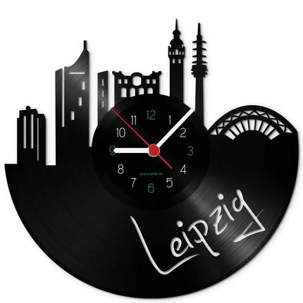 SEO. Wanduhr aus Vinyl Skyline Leipzig - Linkreich