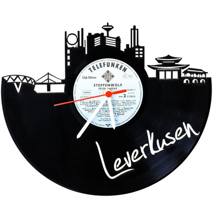 SEO. Wanduhr aus Vinyl Skyline Leverkusen - Linkreich
