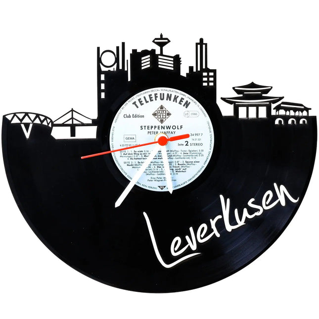 SEO. Wanduhr aus Vinyl Skyline Leverkusen - Linkreich