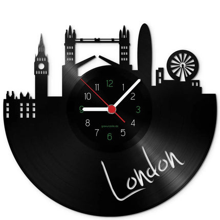 SEO. Wanduhr aus Vinyl Skyline London - Linkreich