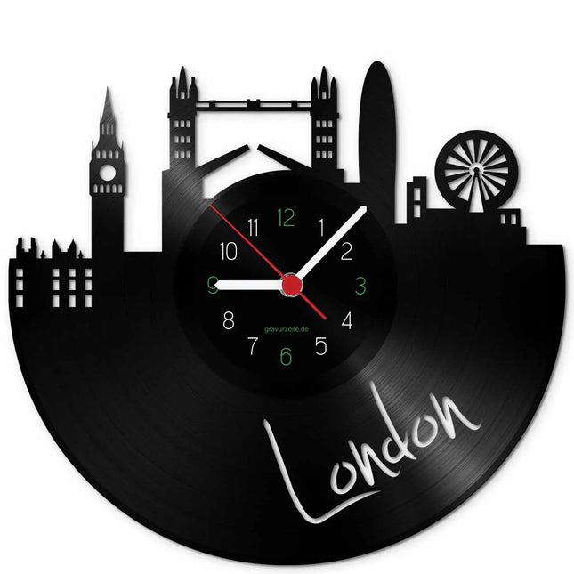 SEO. Wanduhr aus Vinyl Skyline London - Linkreich