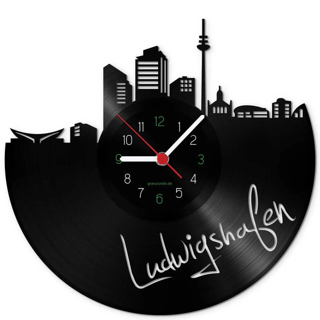 SEO. Wanduhr aus Vinyl Skyline Ludwigshafen - Linkreich