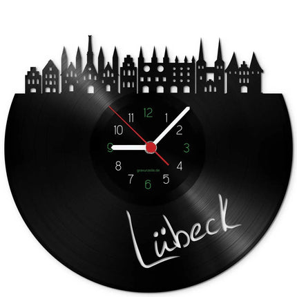 SEO. Wanduhr aus Vinyl Skyline Lübeck - Linkreich