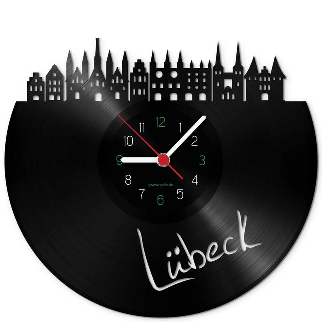 SEO. Wanduhr aus Vinyl Skyline Lübeck - Linkreich