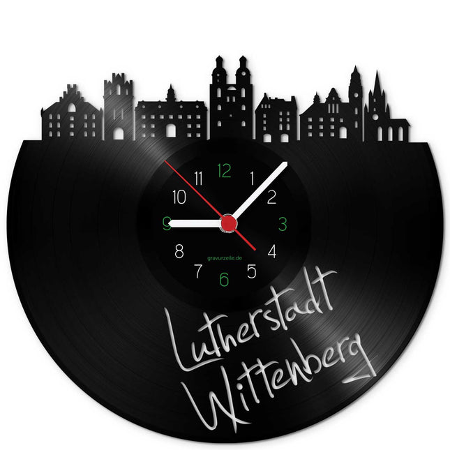 SEO. Wanduhr aus Vinyl Skyline Lutherstadt Wittenberg - Linkreich