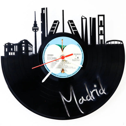 SEO. Wanduhr aus Vinyl Skyline Madrid - Linkreich