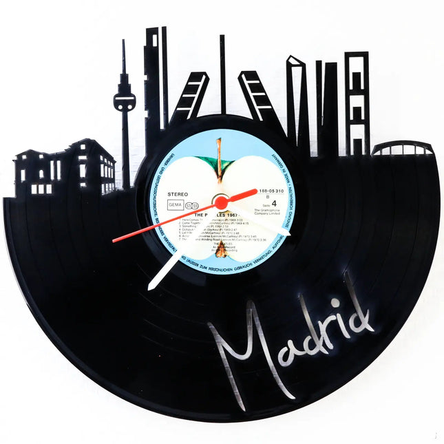 SEO. Wanduhr aus Vinyl Skyline Madrid - Linkreich