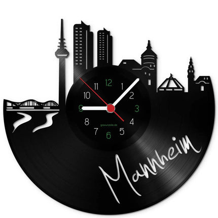 SEO. Wanduhr aus Vinyl Skyline Mannheim - Linkreich