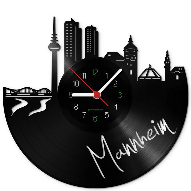 SEO. Wanduhr aus Vinyl Skyline Mannheim - Linkreich