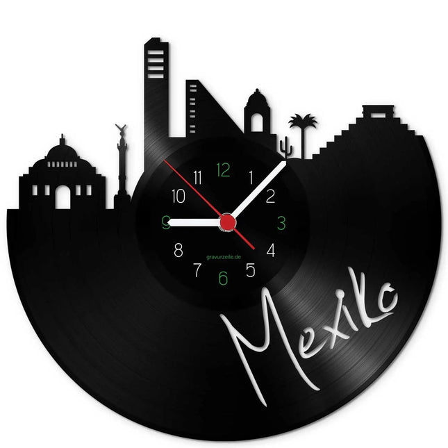 SEO. Wanduhr aus Vinyl Skyline Mexiko - Linkreich