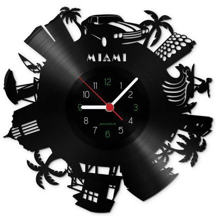 SEO. Wanduhr aus Vinyl Skyline Miami 2017 - Linkreich