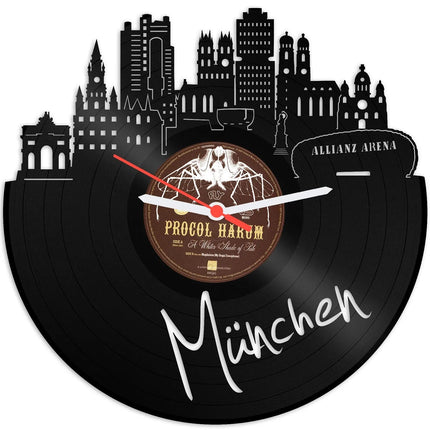 SEO. Wanduhr aus Vinyl Skyline mit Deiner Stadt - Frankfurt Linkreich