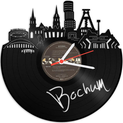 SEO. Wanduhr aus Vinyl Skyline mit Deiner Stadt - Düsseldorf Linkreich