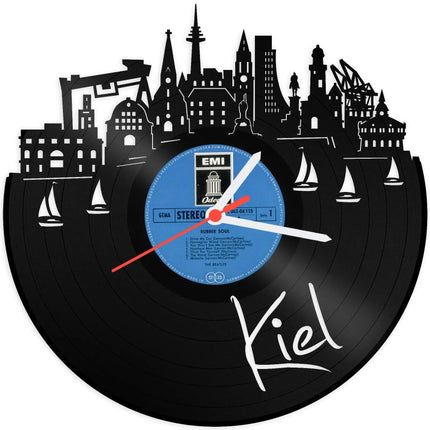 SEO. Wanduhr aus Vinyl Skyline mit Deiner Stadt - Rostock Linkreich