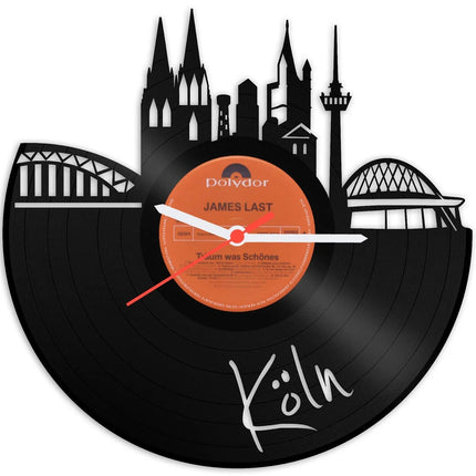 SEO. Wanduhr aus Vinyl Skyline mit Deiner Stadt - Köln Linkreich