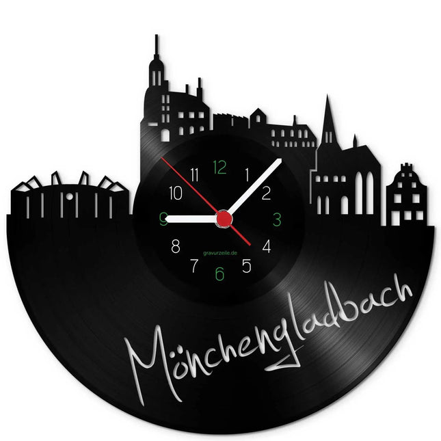 SEO. Wanduhr aus Vinyl Skyline Mönchengladbach - Linkreich