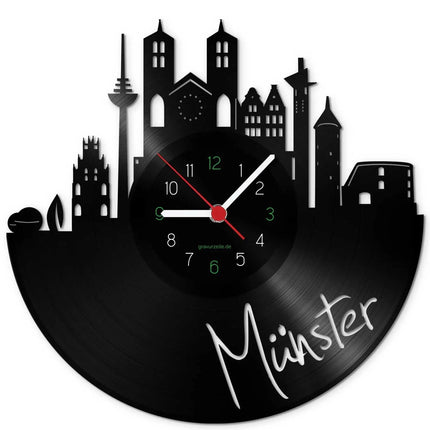 SEO. Wanduhr aus Vinyl Skyline Münster - Linkreich