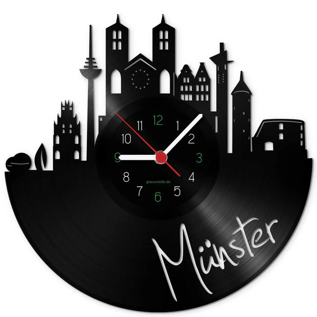 SEO. Wanduhr aus Vinyl Skyline Münster - Linkreich